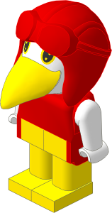 _Figure Fabuland Bird  2 Body Red/White/Yellow Aviator Helmet
