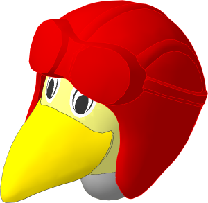Figure Fabuland Bird Head  3 with Neck and Aviator Helmet Red