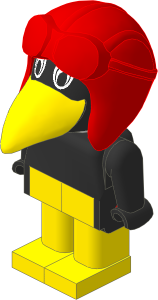 _Figure Fabuland Bird  3 Body Black/Black/Yellow Aviator Helmet