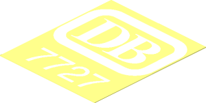 Sticker  2.4 x  2 with White German Railways Logo and "7727"