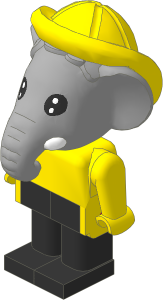 _Figure Fabuland Elephant  1 w Body Yellw/Yellw/Blk Sou'wester