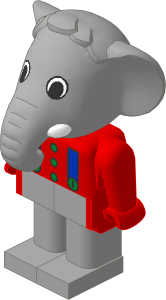 _Figure Fabuland Elephant  2 w Body Red/Red/Grey with Braces