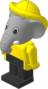 _Figure Fabuland Elephant  2 w Body Yellw/Yellw/Blk Sou'wester