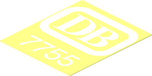 Sticker  2.4 x  2 with White German Railways Logo and "7755"