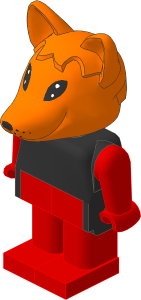 _Figure Fabuland Fox  1 with Body Black/Red/Red