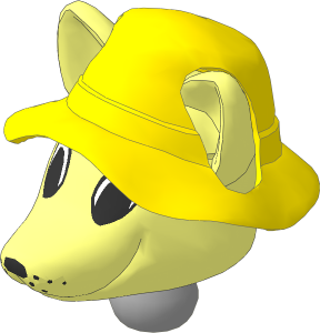 Figure Fabuland Fox Head  2 with Neck and Yellow Straw Hat