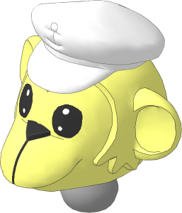 Figure Fabuland Monkey Head  1 with Neck and Captain's Cap White