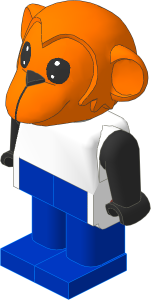 _Figure Fabuland Monkey  1 with Body White/Black/Blue