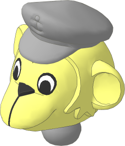 Figure Fabuland Monkey Head  2 with Neck and Captain's Cap Grey
