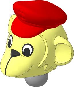 Figure Fabuland Monkey Head  2 with Neck and Captain's Cap Red