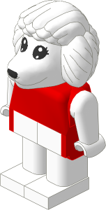 _Figure Fabuland Poodle  1 with Body Red/White/White