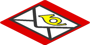 Sticker  2.4 x  2.4 with Posthorn and Envelope