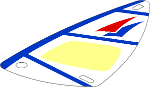 Sail  6 x 12 Triangular with Blue and Red Triangles and Blue Lines Pattern