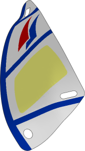 Sail  6 x 12 Triangular with Blue and Red Triangles and Blue Lines Pattern (Formed Shape 1)