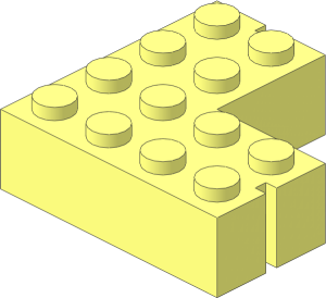 Mursten Brick  4 x  4 Corner with 2 Slots Right