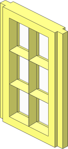 Mursten Window Pane  1 x  2 x  3 with Glass