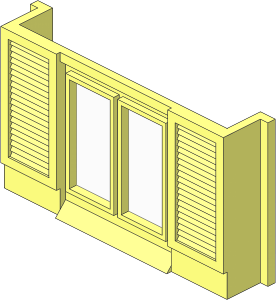 Mursten Window  1 x  6 x  3 with Shutters with Glass