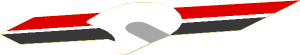 Sticker  4.6 x 2.9 with Red and Black Diagonal Stripe and White Helmet