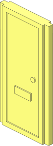 Mursten Door  1 x  2 x  4 with Handle (Front) and 8 Panes (Back)
