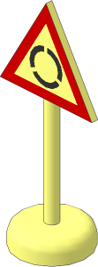 Roadsign Triangular with Round Base with Roundabout Pattern