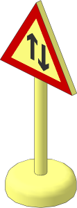 Roadsign Triangular with Round Base with 2-way Traffic Pattern