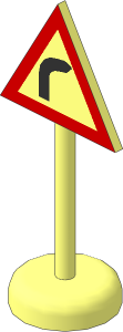 Roadsign Triangular with Round Base with Right Bend Pattern