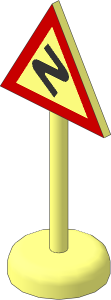 Roadsign Triangular with Round Base with Bends Pattern