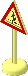 Roadsign Triangular with Round Base with Ped. Crossing Pattern