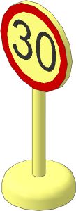 Roadsign Round with Round Base with Speed Limit "30" Pattern