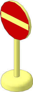 Roadsign Round with Round Base with No Entry Pattern