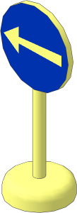 Roadsign Round with Round Base with Turn Left Pattern