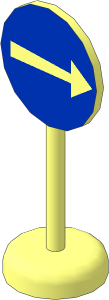 Roadsign Round with Round Base with Turn Right Pattern