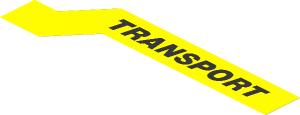 Sticker  2.4 x  8.0 with Black "TRANSPORT" on Yellow Background Left