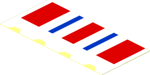 Sticker  1.6 x  3.4 with Stripes Blue and Red on Scalloped Shade