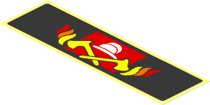 Sticker  2.3 x  7.9 with Fire Station Logo on Black Rounded Rectangle