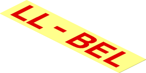 Sticker  1.1 x  4.9 with Red "LL-BEL" on Transparent Background