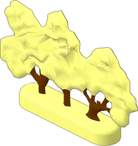 Plant Flat Bush with Hollow Base with Brown Trunk Pattern