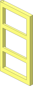 ~Door  1 x  4 x  6 with 3 Panes and Stud Handle - Frame