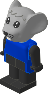 _Figure Fabuland Mouse  1 Grey with Body Blue/Black/Black