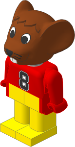 _Figure Fabuland Mouse  2 Brown Body Red/Red/Yellow 8 Pattern