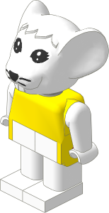 _Figure Fabuland Mouse  3 White w Body Yellow/White/White