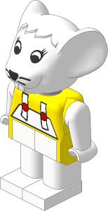 _Figure Fabuland Mouse 4 Wht w Body Yel/Wht/Wht Dress Pattern