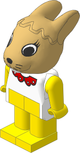 _Figure Fabuland Bunny  3 Tan Body White/Yel./Yel. Red Collar