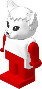 _Figure Fabuland Cat  1 White with Body White/Red/Red