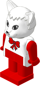 _Figure Fabuland Cat  3 White w Body White/Red/Red w Bow Tie