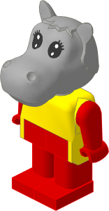 _Figure Fabuland Hippo  1 with Body Yellow/Red/Red