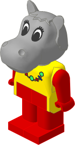 _Figure Fabuland Hippo  2 w Body Yellow/Red/Red Necklace Pat.