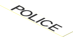 Sticker  0.4 x  2.4 with Thin Black "POLICE"