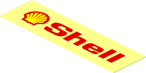 Sticker  1.1 x  3.9 with "Shell" and Shell Logo 1971 - Logo Left