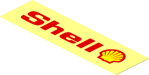 Sticker  1.1 x  3.9 with "Shell" and Shell Logo 1971 - Logo Right